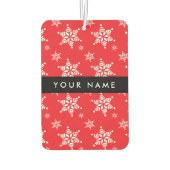 Weiße Schneeflocken, Rot, Ihr Name, Personalisiere Autolufterfrischer (Rückseite)