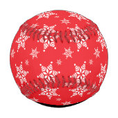 Weiße Schneeflocken, Rot, Ihr Name, Personalisiere Baseball (Rückseite)