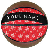 Weiße Schneeflocken, Rot, Ihr Name, Personalisiere Basketball (Vorderseite)