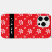 Weiße Schneeflocken, Rot, Ihr Name, Personalisiere Case-Mate iPhone Hülle (Rückseite (Horizontal))