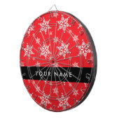 Weiße Schneeflocken, Rot, Ihr Name, Personalisiere Dartscheibe (Vorderseite rechts)