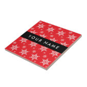 Weiße Schneeflocken, Rot, Ihr Name, Personalisiere Fliese (Seite)