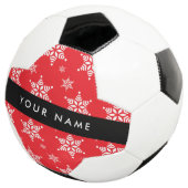 Weiße Schneeflocken, Rot, Ihr Name, Personalisiere Fußball (Dreiviertel)