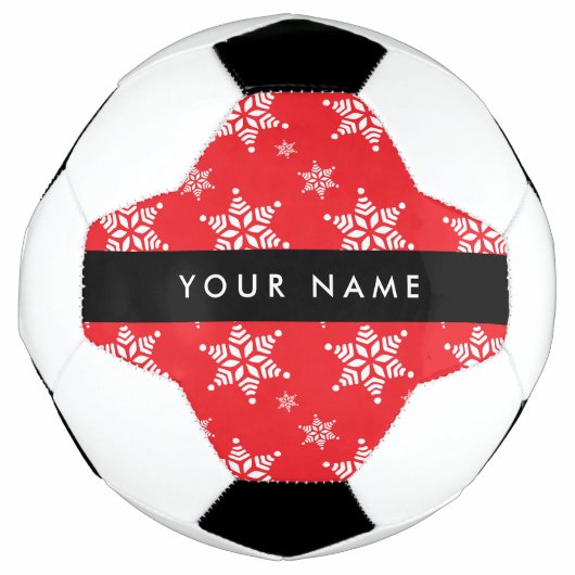 Weiße Schneeflocken, Rot, Ihr Name, Personalisiere Fußball (Vorderseite)