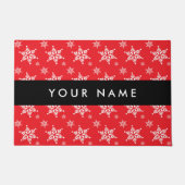 Weiße Schneeflocken, Rot, Ihr Name, Personalisiere Fußmatte (Vorderseite)