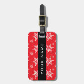 Weiße Schneeflocken, Rot, Ihr Name, Personalisiere Gepäckanhänger (Vorderseite vertikal)