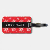Weiße Schneeflocken, Rot, Ihr Name, Personalisiere Gepäckanhänger (Rückseite horizontal)