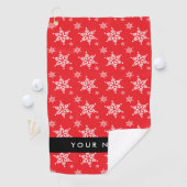 Weiße Schneeflocken, Rot, Ihr Name, Personalisiere Golfhandtuch (Insitu)