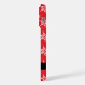 Weiße Schneeflocken, Rot, Ihr Name, Personalisiere iPhone Hülle (Linke Seite)