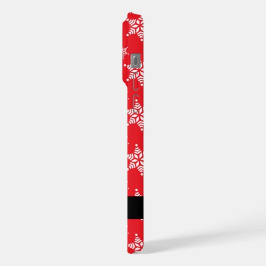 Weiße Schneeflocken, Rot, Ihr Name, Personalisiere iPhone Hülle (Linke Seite)