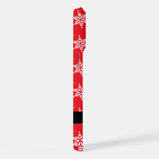 Weiße Schneeflocken, Rot, Ihr Name, Personalisiere iPhone Hülle (Rechte Seite)