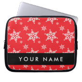 Weiße Schneeflocken, Rot, Ihr Name, Personalisiere Laptopschutzhülle (Vorderseite)