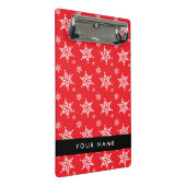 Weiße Schneeflocken, Rot, Ihr Name, Personalisiere Mini Klemmbrett (Schrägansicht)