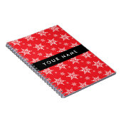 Weiße Schneeflocken, Rot, Ihr Name, Personalisiere Notizblock (Rechte Seite)