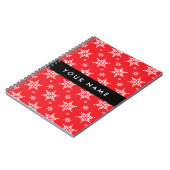 Weiße Schneeflocken, Rot, Ihr Name, Personalisiere Notizblock (Linke Seite)