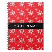Weiße Schneeflocken, Rot, Ihr Name, Personalisiere Notizblock (Vorderseite)