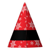 Weiße Schneeflocken, Rot, Ihr Name, Personalisiere Partyhütchen (Rückseite)