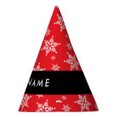 Weiße Schneeflocken, Rot, Ihr Name, Personalisiere Partyhütchen (Rechts)