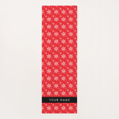 Weiße Schneeflocken, Rot, Ihr Name, Personalisiere Yogamatte (Rückseite)