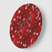 Weiße Schneeflocken Roter Hintergrund Uhr Uhr (Winkel)