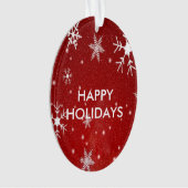 Weiße Schneeflocken Rotes Oval Form Akrylkische Or Ornament (Vorderseite)