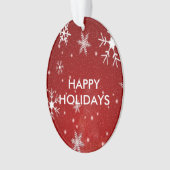 Weiße Schneeflocken Rotes Oval Form Akrylkische Or Ornament (Vorderseite)