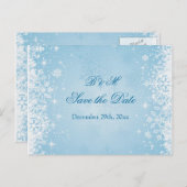 Weiße Schneeflocken Save the Date auf der Postkart Ankündigungspostkarte (Vorne/Hinten)