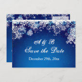 Weiße Schneeflocken Save the Date auf der Postkart Ankündigungspostkarte (Vorne/Hinten)