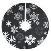Weiße Schneeflocken - Schwarzes Polyester Weihnachtsbaumdecke (Vorderseite)
