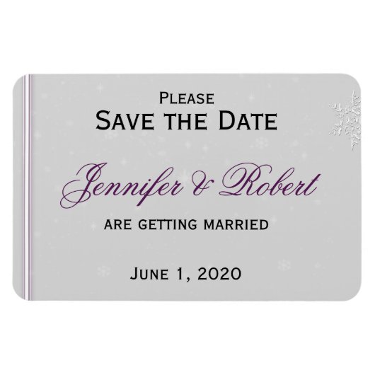 Weiße Schneeflocken Silver Wedding Save the Date Magnet (Horizontal)