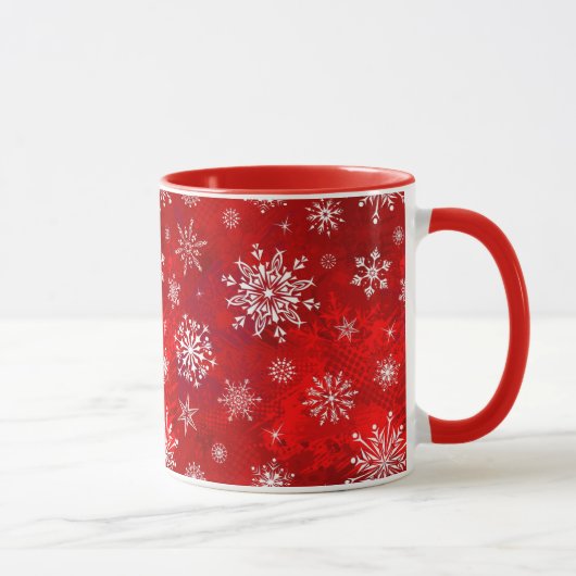 Weiße Schneeflocken Tasse (Rechts)