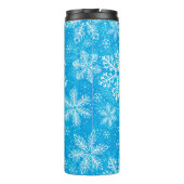 Weiße Schneeflocken Thermosbecher (Rückseite)