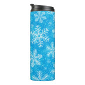 Weiße Schneeflocken Thermosbecher (Nach rechts gedreht)