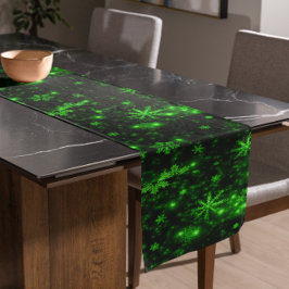 Weiße Schneeflocken Tief grüner Rückgrat Tischläuf Großer Tischläufer