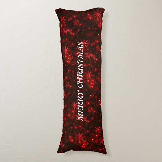 Weiße Schneeflocken Tief rotes Kissen im Hintergru (Vorderseite Vertikal)