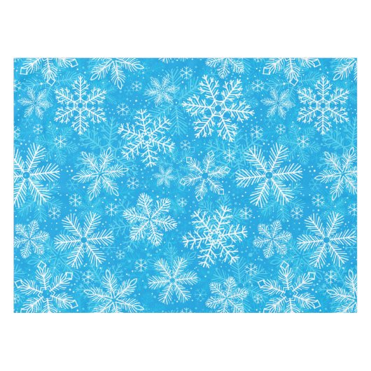 Weiße Schneeflocken Tischdecke (Vorderseite (Horizontal))