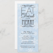 Weiße Schneeflocken - trinken und fröhlich sein Einladung (Vorne/Hinten)
