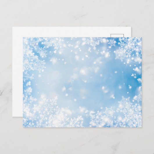 Weiße Schneeflocken über dem blauen Hintergrund Wi Postkarte (Vorne/Hinten)