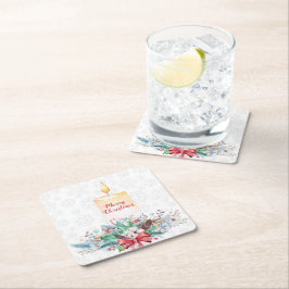 Weiße Schneeflocken und Weihnachtsdekoration Rechteckiger Pappuntersetzer