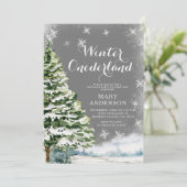 Weiße Schneeflocken Winter Onederland Geburtstagsb Einladung (Stehend Vorderseite)