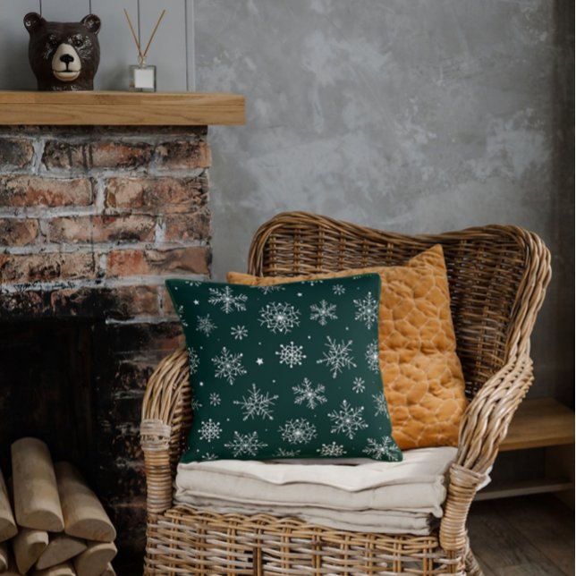 Weiße Schneeflocken Winterurlaub Landschaft Kissen (Von Creator hochgeladen)