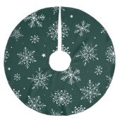 Weiße Schneeflocken Winterurlaub Landschaft Polyester Weihnachtsbaumdecke (Vorderseite)