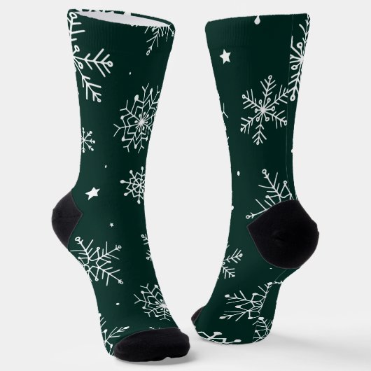 Weiße Schneeflocken Winterurlaub Landschaft Socken (Gewinkelt)
