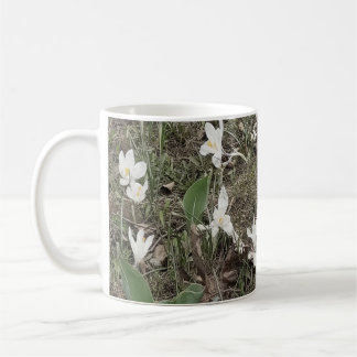 Weiße Schneeglöckchen im Frühlingsgras Kaffeetasse
