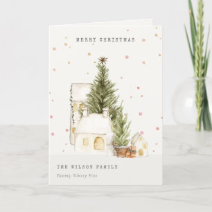 Weiße Schneehäuser Foto Weihnachtsgrüße Feiertagskarte