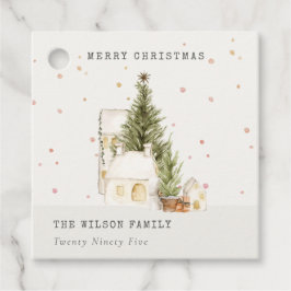 Weiße Schneehäuser Foto Weihnachtsgrüße Geschenkanhänger