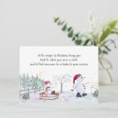 Weiße Schneemänner, Schlitten, Winterlandschaft Karte (Stehend Vorderseite)