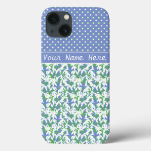 Weiße Schneeröcke Muster und Polka Punkte auf blau Case-Mate iPhone Hülle