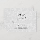 Weiße Schnörkel Hochzeit RSVP Karte (Vorne/Hinten)