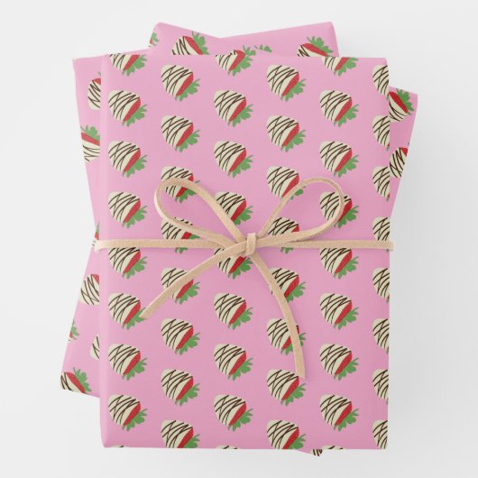 Weiße Schokoladen-Erdbeere Geschenkpapier Set (Beispiel)